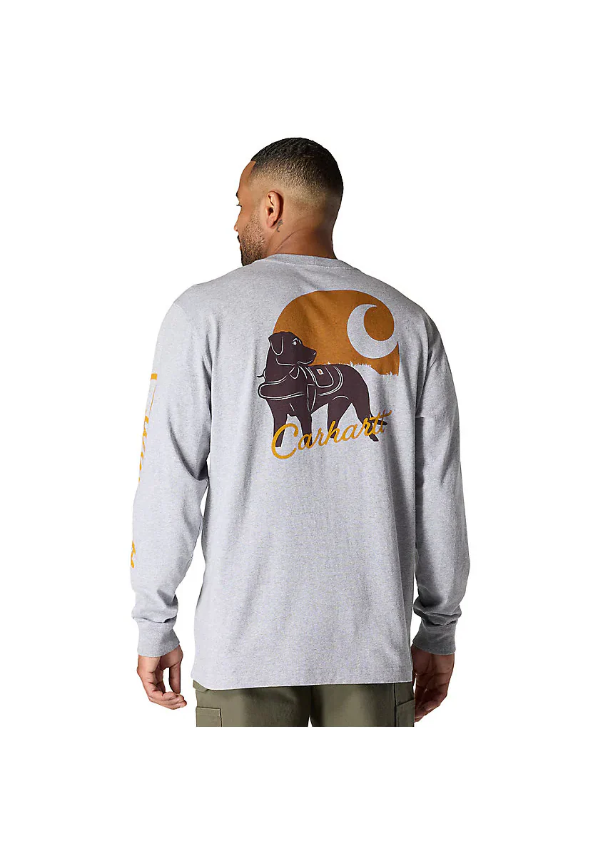 Carhartt Men's Loose Fit Heavyweight Long-Sleeve Pocket Dog Graphic T-Shirt