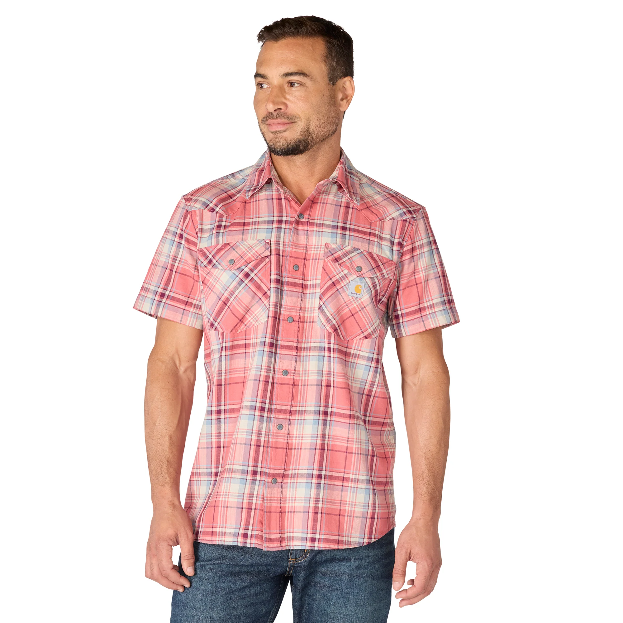 Carhartt Men's Montana Bozeman Relaxed Fit Short-Sleeve Plaid Shirt - Image 5
