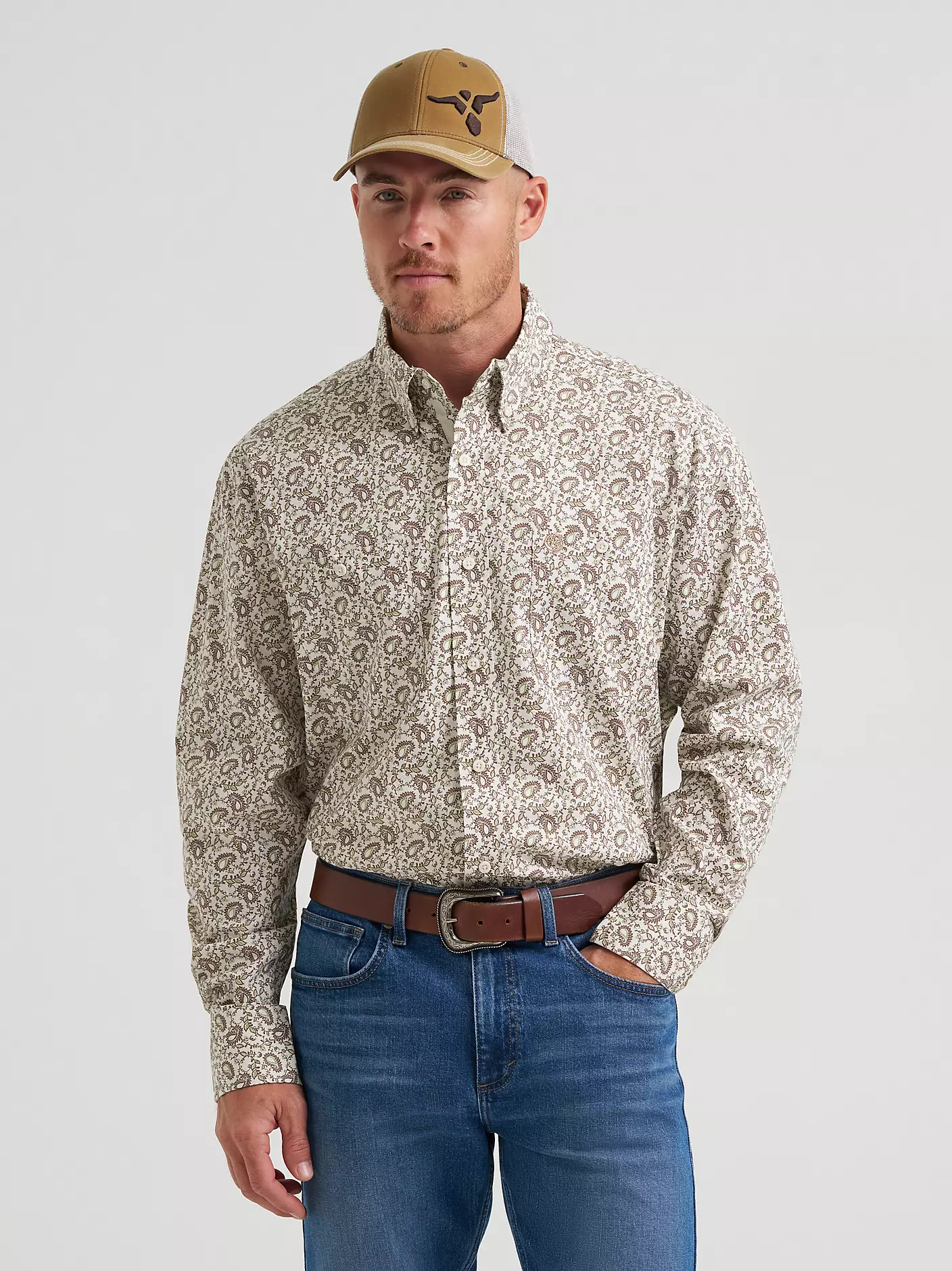 Wrangler Men's George Strait Long-Sleeve Button Down Two Pocket Shirt